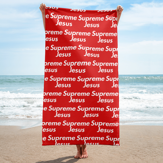 SupremeJesus Beach Towel Red