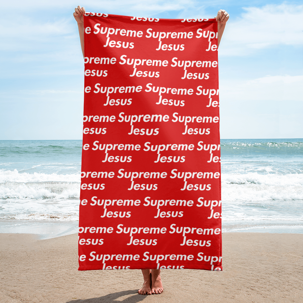 SupremeJesus Beach Towel Red